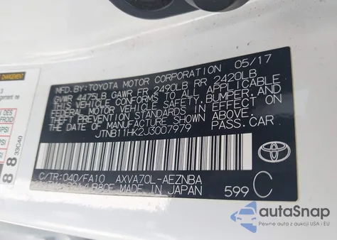 2018 Toyota Camry Le from USA, damaged, VIN JTNB11HK2J3007979
